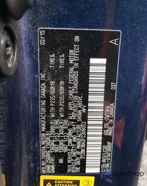 2015 Lexus Rx 350 Base from USA, damaged, VIN 2T2BK1BA2FC308053